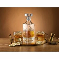 Gatsby Art Deco 7-Piece Glass Whiskey Decanter 27 oz. with stopper & Double Old Fashion 10 oz. Glasses Set by JoyJolt -Bar Accessories Sales joyjolt decanters jga10243 76 1000