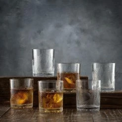 Gatsby Art Deco 7-Piece Glass Whiskey Decanter 27 oz. with stopper & Double Old Fashion 10 oz. Glasses Set by JoyJolt -Bar Accessories Sales joyjolt decanters jga10243 fa 1000