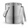 Double Wall 7.2 in. 3.17 qt. Stainless Steel Ice Bucket with Metal Lid, Strainer and Tongs by JoyJolt