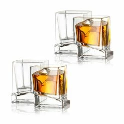 Carre Square 10 oz. Whiskey Glasses (Set of 4) by JoyJolt