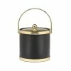 Sophisticates 3 Qt. Black w/Polished Brass Ice Bucket with Bale Handle, Metal Cover by Kraftware