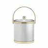 Sophisticates 3 Qt. White and Polished Brass Ice Bucket with Bale Handle and Acrylic Cover by Kraftware