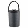 Cosmopolitan 2 Qt. Noir Tall Ice Bucket with Stitched Handle and Domed Leatherette Lid by Kraftware