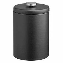 Contempo 2 Qt. Black Tall Ice Bucket with Domed Leatherette Lid by Kraftware