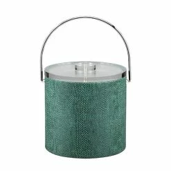 3 Qt. Exotic Peacock Ice Bucket with Bale Handle and Thick Lucite Lid with Flat Knob by Kraftware
