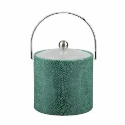 3 Qt. Exotic Peacock Ice Bucket with Bale Handle and Acrylic Lid with Metal Ball Knob by Kraftware