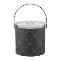 3 Qt. Stonehenge Midnight Ice Bucket with Bale Handle and Thick Lucite Lid with Flat Knob by Kraftware
