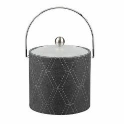 3 Qt. Stonehenge Midnight Ice Bucket with Bale Handle and Acrylic Lid with Metal Ball Knob by Kraftware