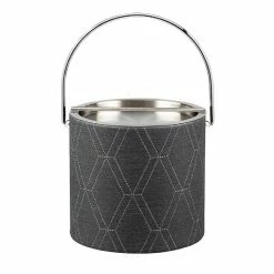 3 Qt. Stonehenge Midnight Ice Bucket with Bale Handle and Metal Bar Lid by Kraftware