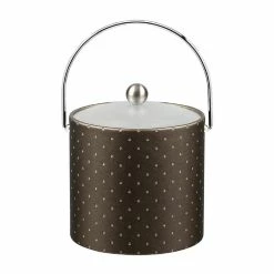 3 Qt. Nova Pewter Ice Bucket with Bale Handle and Acrylic Lid with Metal Ball Knob by Kraftware