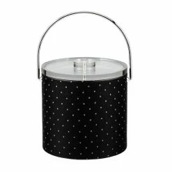 3 Qt. Nova Ebonite Ice Bucket with Bale Handle and Thick Lucite Lid with Flat Knob by Kraftware