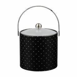 3 Qt. Nova Ebonite Ice Bucket with Bale Handle and Acrylic Lid with Metal Ball Knob by Kraftware