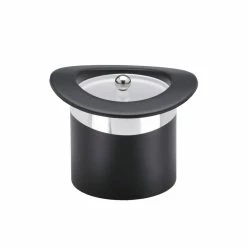 Top Hat 3 Qt. Black w/Silver Band Ice Bucket, Lucite Cover by Kraftware