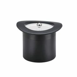 Top Hat 3 Qt. Black w/Black Band Ice Bucket, Lucite Cover by Kraftware