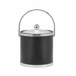 Sophisticates 3 Qt. Black w/Polished Chrome Ice Bucket with Bale Handle, Acrylic Cover by Kraftware
