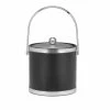 Sophisticates 3 Qt. Black w/Brushed Chrome Ice Bucket with Track Handle, Metal Cover by Kraftware