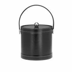 3 Qt. Stitched Black Ice Bucket with Stitched Handle by Kraftware