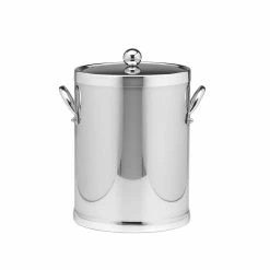 Americano 5 Qt. Polished Chrome Ice Bucket and Lid, Metal Side Handles by Kraftware