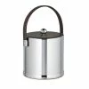Americano 3 Qt. Polished Chrome Ice Bucket with Brown Leatherette Lid and Handle by Kraftware