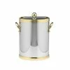Americano 5 Qt. Polished Chrome & Brass Ice Bucket with Brass Lid, Metal Side Handles by Kraftware