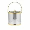 Americano 3 Qt. Polished Chrome & Brass Ice Bucket with Brass Lid, Metal Bale Handle by Kraftware