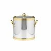 Americano 3 Qt. Polished Chrome & Brass Ice Bucket with Brass Lid, Metal Side Handles by Kraftware