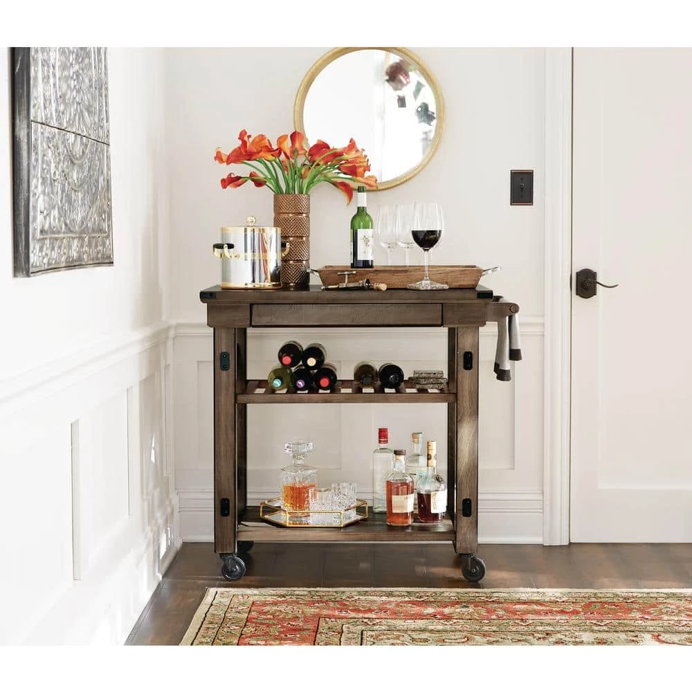 Americano 3 Qt. Polished Chrome & Brass Ice Bucket with Brass Lid, Wood Side Handles by Kraftware 3 Americano 3 Qt. Polished Chrome & Brass Ice Bucket with Brass Lid, Wood Side Handles by Kraftware - Image 3