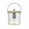 Mylar Polished Chrome and Brass 3 Qt. Ice Bucket with Lucite Cover by Kraftware