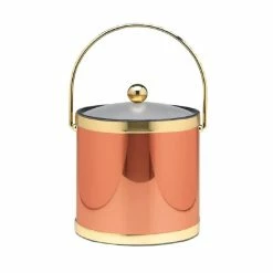 Mylar 3 Qt. Polished Copper and Brass Ice Bucket with Bale Handle and Acrylic Cover by Kraftware