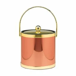 Mylar 3 Qt. Polished Copper and Brass Ice Bucket with Bale Handle and Metal Lid by Kraftware