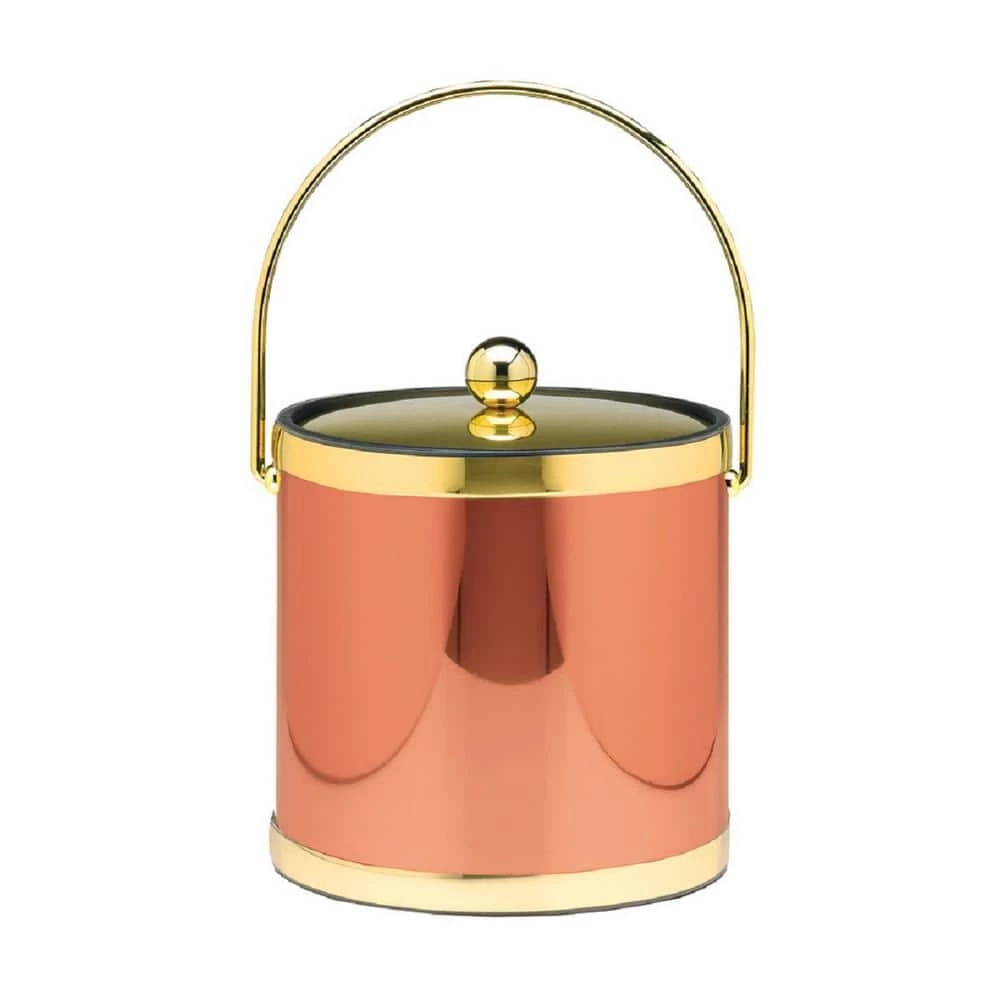 Mylar 3 Qt. Polished Copper and Brass Ice Bucket with Bale Handle and Metal Lid by Kraftware 1 Mylar 3 Qt. Polished Copper and Brass Ice Bucket with Bale Handle and Metal Lid by Kraftware