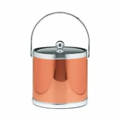 Mylar 3 Qt. Polished Copper and Chrome Ice Bucket with Bale Handle and Metal Lid (Case of 6) by Kraftware