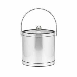 Mylar 3 Qt. Brushed Chrome Ice Bucket with Bale Handle and Metal Lid (Case of 6) by Kraftware