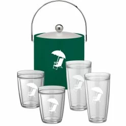 Kasualware Beach Chair 5-Piece Ice Bucket and Doublewall Tumbler Set by Kraftware
