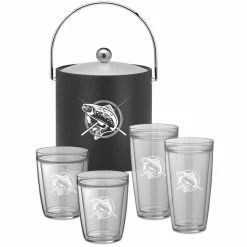 Kasualware Fishin' 5-Piece Ice Bucket and Doublewall Tumbler Set by Kraftware