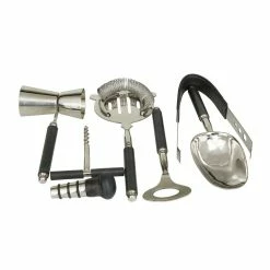 Black Genuine Leather Modern Bar Tool Set by Litton Lane -Bar Accessories Sales litton lane cocktail sets 041352 4f 1000