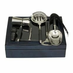 Black Genuine Leather Modern Bar Tool Set by Litton Lane