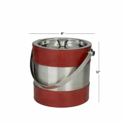 2-Bottle Red Leather Modern Ice Bucket by Litton Lane 12 2-Bottle Red Leather Modern Ice Bucket by Litton Lane -Bar Accessories Sales litton lane ice buckets 041346 76 1000