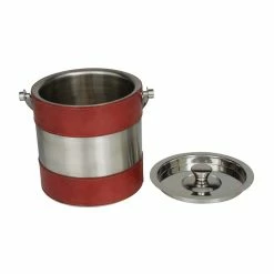 2-Bottle Red Leather Modern Ice Bucket by Litton Lane 10 2-Bottle Red Leather Modern Ice Bucket by Litton Lane -Bar Accessories Sales litton lane ice buckets 041346 c3 1000