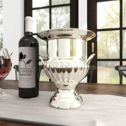 2 Bottle Silver Brass Wine Holder by Litton Lane -Bar Accessories Sales litton lane ice buckets 18611 1f 1000