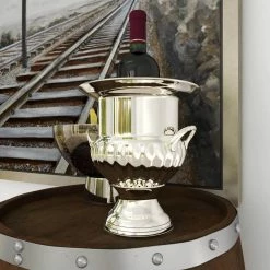 2 Bottle Silver Brass Wine Holder by Litton Lane -Bar Accessories Sales litton lane ice buckets 18611 44 1000