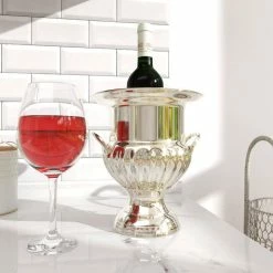 2 Bottle Silver Brass Wine Holder by Litton Lane -Bar Accessories Sales litton lane ice buckets 18611 4f 1000