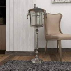 2 Bottle Silver Aluminum Wine Holder by Litton Lane -Bar Accessories Sales litton lane ice buckets 68877 44 1000