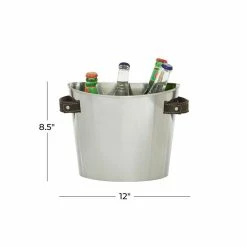 3-Bottle Silver Contemporary Stainless Steel Wine Rack by Litton Lane -Bar Accessories Sales litton lane ice buckets 91022 76 1000