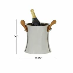 1-Bottle Silver Contemporary Stainless Steel Wine Rack by Litton Lane -Bar Accessories Sales litton lane ice buckets 91025 76 1000