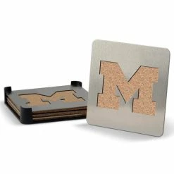 NCAA Michigan Wolverines Stainless Steel 4 in. Metallics Coasters (Set of 4) by YouTheFan
