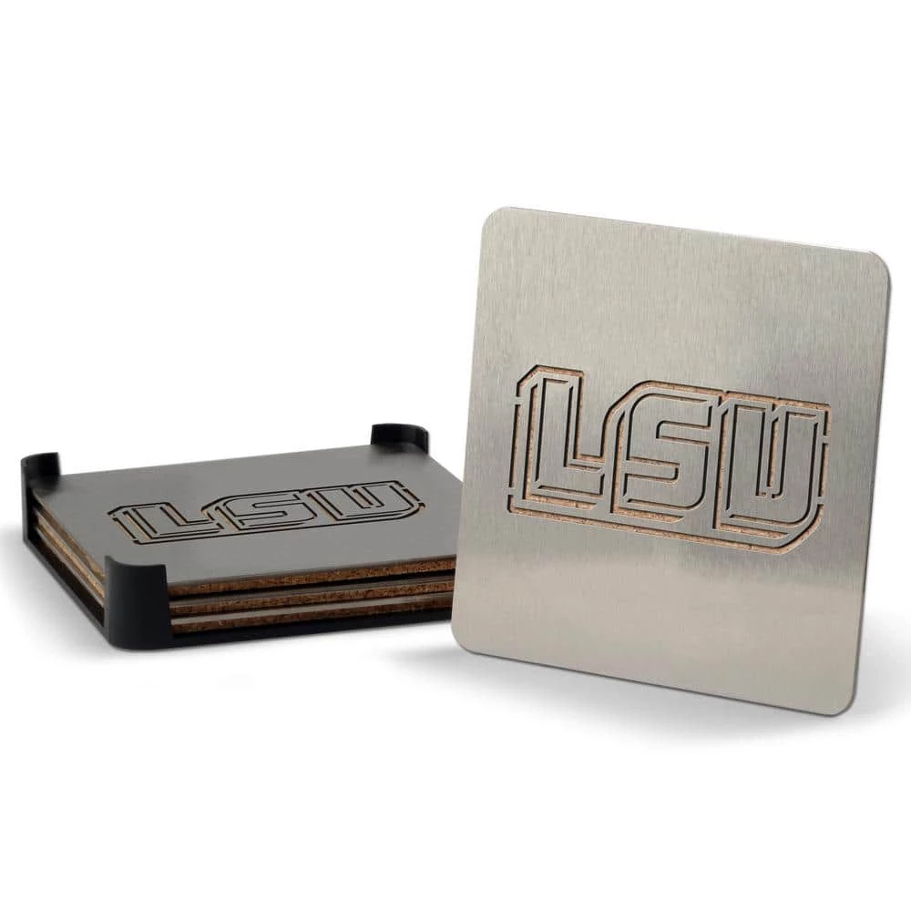 NCAA LSU Tigers Stainless Steel 4 in. Metallics Coasters (Set of 4) by YouTheFan 1 NCAA LSU Tigers Stainless Steel 4 in. Metallics Coasters (Set of 4) by YouTheFan