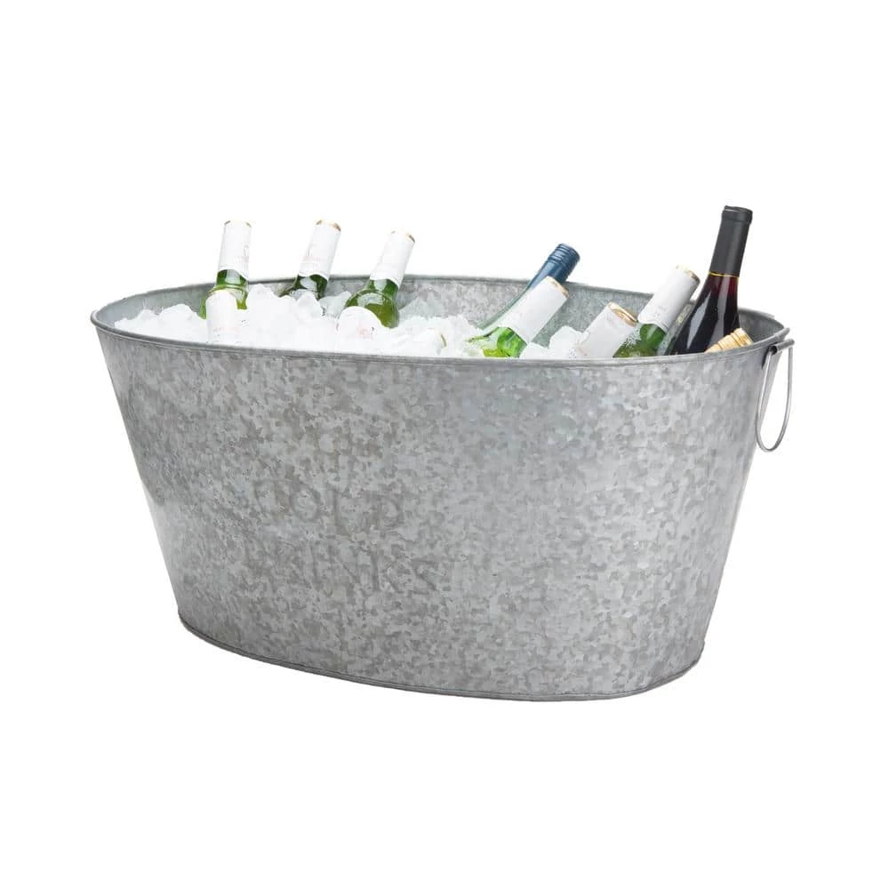 26 qt. Large Silver Metal Beverage Tub with Handles by Mind Reader 2 26 qt. Large Silver Metal Beverage Tub with Handles by Mind Reader - Image 2