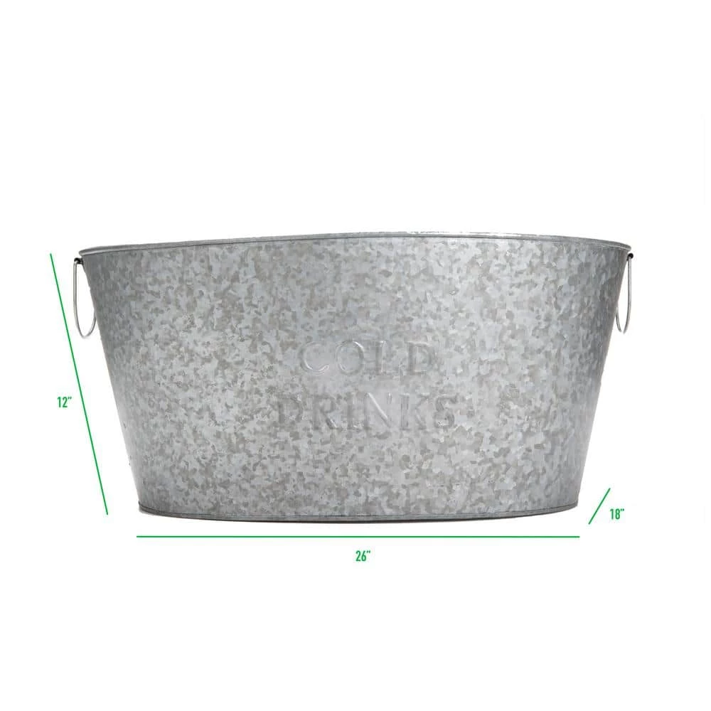 26 qt. Large Silver Metal Beverage Tub with Handles by Mind Reader 6 26 qt. Large Silver Metal Beverage Tub with Handles by Mind Reader - Image 6