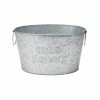 Small Galvanized Steel Beverage Tub with Handles in Silver by Mind Reader